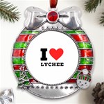 I love lychee  Metal X Mas Ribbon With Red Crystal Round Ornament Front