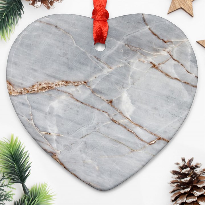 Gray Light Marble Stone Texture Background Ornament (Heart)