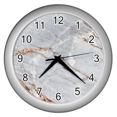 Gray Light Marble Stone Texture Background Wall Clock (silver) by Vaneshart