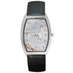 Gray Light Marble Stone Texture Background Barrel Style Metal Watch Front