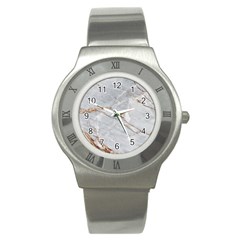 Gray Light Marble Stone Texture Background Stainless Steel Watch by Vaneshart