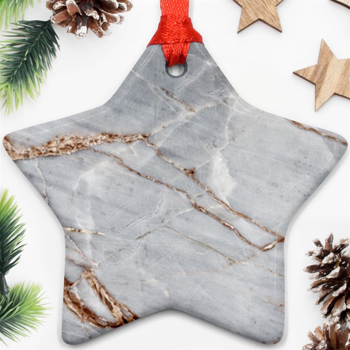 Gray Light Marble Stone Texture Background Star Ornament (Two Sides)