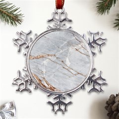 Gray Light Marble Stone Texture Background Metal Large Snowflake Ornament by Vaneshart