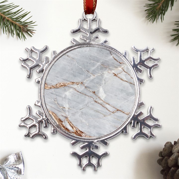 Gray Light Marble Stone Texture Background Metal Large Snowflake Ornament