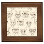 Seamless Pattern Hand Drawn-cats-with Hipster Accessories Framed Tile Front