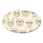 Seamless Pattern Hand Drawn-cats-with Hipster Accessories Oval Magnet Front