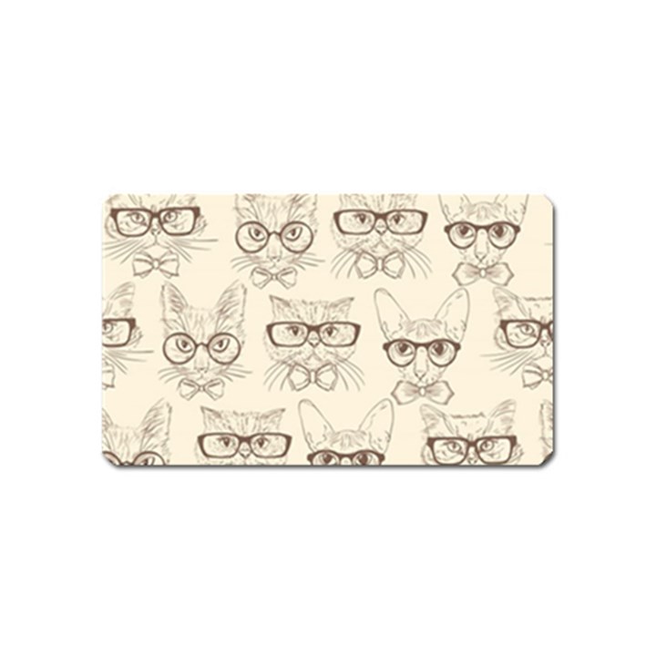 Seamless Pattern Hand Drawn-cats-with Hipster Accessories Magnet (Name Card)