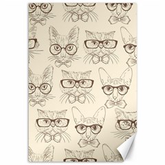 Seamless Pattern Hand Drawn-cats-with Hipster Accessories Canvas 12  X 18 