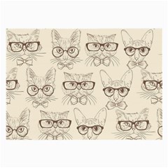 Seamless Pattern Hand Drawn-cats-with Hipster Accessories Large Glasses Cloth by Vaneshart