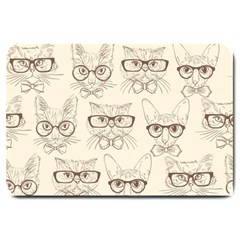 Seamless Pattern Hand Drawn-cats-with Hipster Accessories Large Doormat by Vaneshart