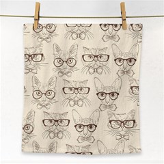 Seamless Pattern Hand Drawn-cats-with Hipster Accessories Face Towel by Vaneshart