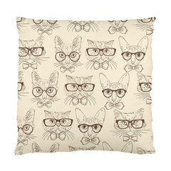 Seamless Pattern Hand Drawn-cats-with Hipster Accessories Standard Cushion Case (one Side) by Vaneshart