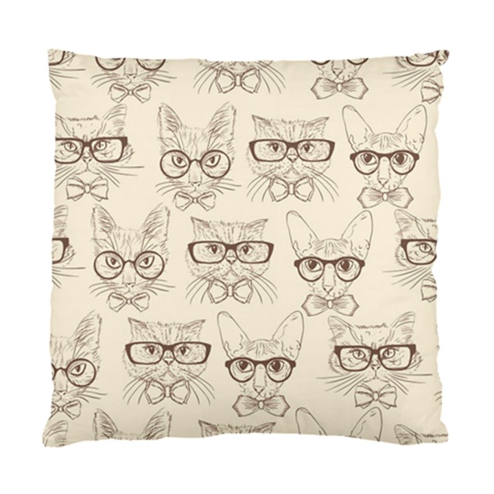 Seamless Pattern Hand Drawn-cats-with Hipster Accessories Standard Cushion Case (Two Sides)