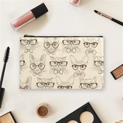 Seamless Pattern Hand Drawn-cats-with Hipster Accessories Cosmetic Bag (medium) by Vaneshart