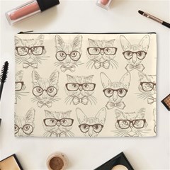 Seamless Pattern Hand Drawn-cats-with Hipster Accessories Cosmetic Bag (xl) by Vaneshart