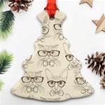 Seamless Pattern Hand Drawn-cats-with Hipster Accessories Christmas Tree Ornament (Two Sides) Front