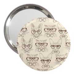 Seamless Pattern Hand Drawn-cats-with Hipster Accessories 3  Handbag Mirrors by Vaneshart