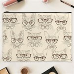 Seamless Pattern Hand Drawn-cats-with Hipster Accessories Cosmetic Bag (XXXL) Front