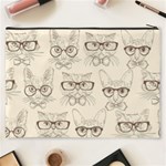 Seamless Pattern Hand Drawn-cats-with Hipster Accessories Cosmetic Bag (XXXL) Back