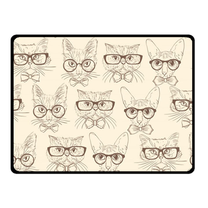 Seamless Pattern Hand Drawn-cats-with Hipster Accessories Two Sides Fleece Blanket (Small)