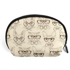 Seamless Pattern Hand Drawn-cats-with Hipster Accessories Accessory Pouch (large) by Vaneshart