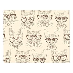 Seamless Pattern Hand Drawn-cats-with Hipster Accessories Two Sides Premium Plush Fleece Blanket (large) by Vaneshart