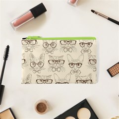 Seamless Pattern Hand Drawn-cats-with Hipster Accessories Cosmetic Bag (xs) by Vaneshart