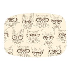 Seamless Pattern Hand Drawn-cats-with Hipster Accessories Mini Square Pill Box by Vaneshart