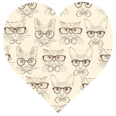 Seamless Pattern Hand Drawn-cats-with Hipster Accessories Wooden Puzzle Heart