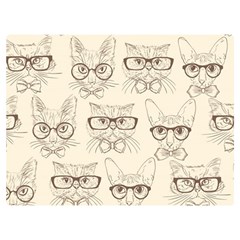 Seamless Pattern Hand Drawn-cats-with Hipster Accessories Premium Plush Fleece Blanket (extra Small) by Vaneshart