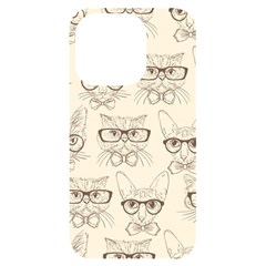 Seamless Pattern Hand Drawn-cats-with Hipster Accessories Iphone 14 Pro Black Uv Print Case by Vaneshart