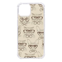 Seamless Pattern Hand Drawn-cats-with Hipster Accessories Iphone 14 Tpu Uv Print Case by Vaneshart