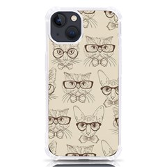 Seamless Pattern Hand Drawn-cats-with Hipster Accessories Iphone 13 Tpu Uv Print Case by Vaneshart