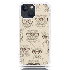 Seamless Pattern Hand Drawn-cats-with Hipster Accessories Iphone 13 Mini Tpu Uv Print Case by Vaneshart