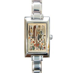 Feathers Birds Vintage Art Rectangle Italian Charm Watch by Vaneshart