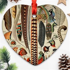 Feathers Birds Vintage Art Ornament (heart) by Vaneshart