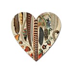 Feathers Birds Vintage Art Heart Magnet Front