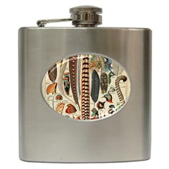 Feathers Birds Vintage Art Hip Flask (6 Oz) by Vaneshart