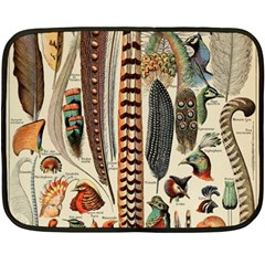 Feathers Birds Vintage Art Two Sides Fleece Blanket (mini) by Vaneshart