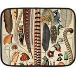 Feathers Birds Vintage Art Two Sides Fleece Blanket (Mini) 35 x27  Blanket Front