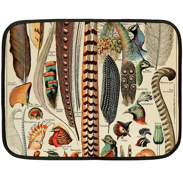 Feathers Birds Vintage Art Two Sides Fleece Blanket (Mini)