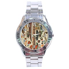 Feathers Birds Vintage Art Stainless Steel Analogue Watch by Vaneshart