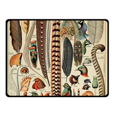 Feathers Birds Vintage Art Two Sides Fleece Blanket (small) by Vaneshart