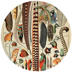 Feathers Birds Vintage Art Wooden Puzzle Round by Vaneshart