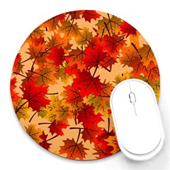 Wallpaper Background Autumn Fall Round Mousepad by Vaneshart