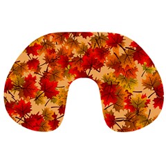 Wallpaper Background Autumn Fall Travel Neck Pillow by Vaneshart