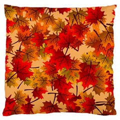 Wallpaper Background Autumn Fall Large Premium Plush Fleece Cushion Case (one Side) by Vaneshart