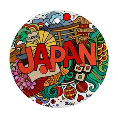 Earthquake And Tsunami Drawing Japan Illustration Ornament (round) by Vaneshart