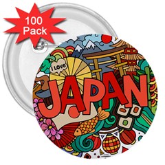 Earthquake And Tsunami Drawing Japan Illustration 3  Buttons (100 Pack)  by Vaneshart