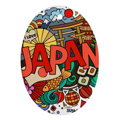 Earthquake And Tsunami Drawing Japan Illustration Oval Ornament (two Sides)